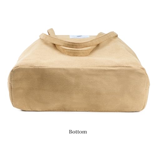Corduroy Tote Bag Cute Tote Bags for Women Shoulder Bag with Inner Pocket for Work Beach Travel and Shopping Grocery - style: Milk Coffee