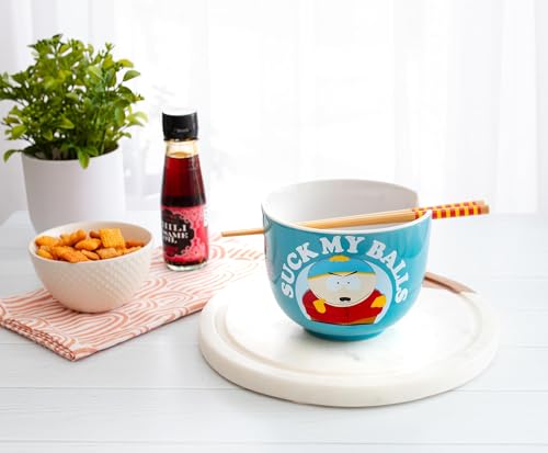 South Park Eric Cartman "Suck My Balls" Ceramic Ramen Dinnerware Set | Includes 20-Ounce Noodle Bowl and Wooden Chopsticks