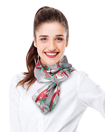 CBC Crown Christmas Scarf - Christmas Theme Candycane, Poinsettia Scarf - color: Candycane-silver