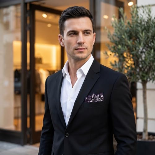 S&W SHLAX&WING Mens Pocket Square Paisley Multicolor Large for Business Wedding - color: Ah72