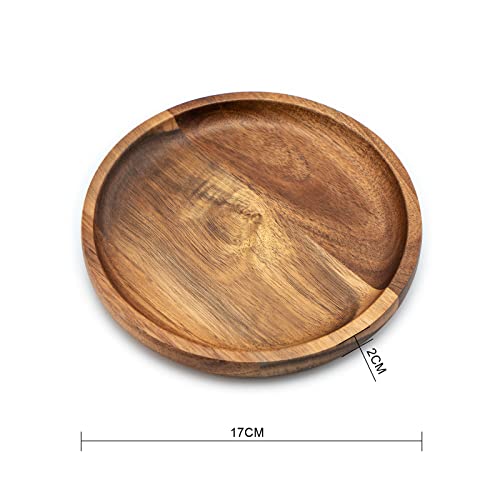 Acacia Wood Round Dinner Plates 6 Inch - Serving Tray & Platters for Home Decor, Food, Vegetables, Fruit, Charcuterie, Appetizer (Set of 4 Wooden Charger) - color: 6 Inch Round 4pcs