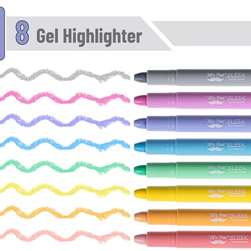 Mr. Pen- No Bleed Gel Highlighters, Friendly Colors, 8 Pack - color: Friendly Colors, size: 8 Pack