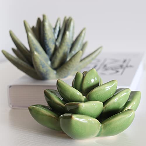 Ceramic Succulent Flower Table Centerpiece (Green 2) - color: Green 2