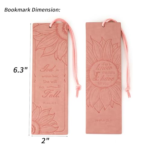 2 Pcs Sunflower Christian Leather Bookmarks for Women, Pink Christian Gifts for Women Book Marks for Reading Women (Pink) - style: Pink