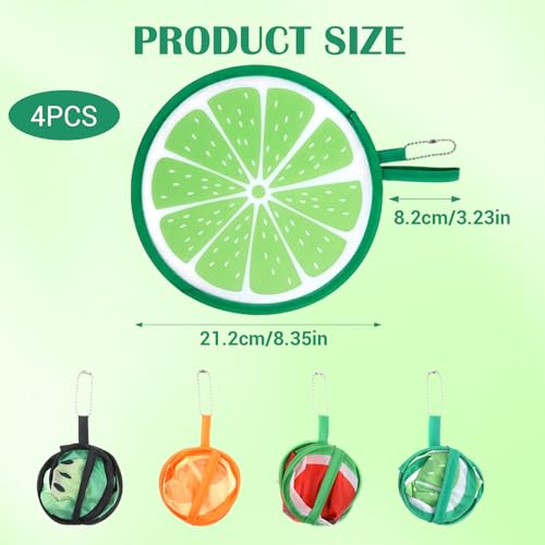 4 Pcs Foldable Round Fruit Pattern Hand Fan Cooling Folding Fan Portable Decorative Pocket Folding Hand Fans for Beach Lawn Park Festival Camping Game Party Favor, Travel, Events,Wedding