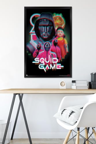 Netflix Squid Game: Season 2 - Group Glitch Wall Poster, 34L" x 22.4W", Black Framed Version - color: Black Framed Version, size: 34"L x 22.4"W