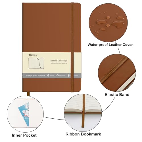 Comix Lined Journal Notebook for Work, 240 Pages, 5.5" x 8.3", Brown - color: Brown, size: 1 Pack