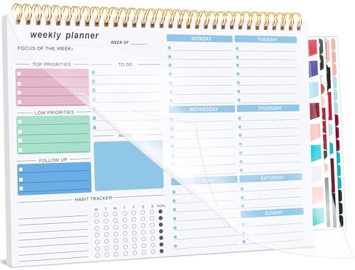 Thboxes Weekly Desk Planner, 8.5x11 In To Do List Notepad, 52 Sheets, Blue - color: Blue