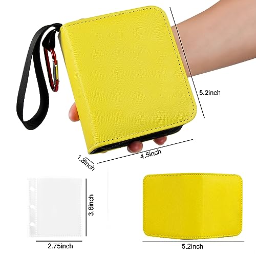 GEAoffice 1 Pocket Mini Card Binder Holds 80 Cards with Zip Closure, Yellow - color: Yellow-1 Pocket