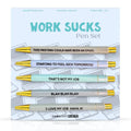 Moonlight Makers Office Pens, Black Ink Ballpoint, Set of 5, Work Sucks - color: Work Sucks