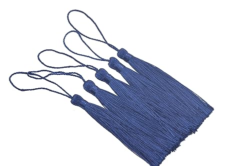 KONMAY 20pcs 3.5'' Small Silky Soft Craft Mini Bookmark Tassels with Loops for Jewelry Making, Gift Wrapping, Zipper Pull, Home Decor(Navy) - color: Navy