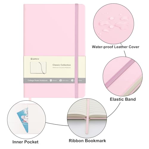 Comix Lined Journal Notebook for Work, 240 Pages, 5.5" x 8.3", Pink - color: Pink, size: 1 Pack