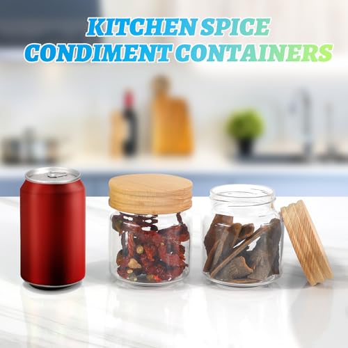 Small Glass Jars with Airtight Lid 13oz Seasoning Containers Glass Spice Jar Food Pantry Storage Containers for Kitchen Sugar Tea Coffee Bean Nuts Cookies Herbs Salt (400ml/13.5oz-2pack) - color: 400ml/13.5oz-2pack
