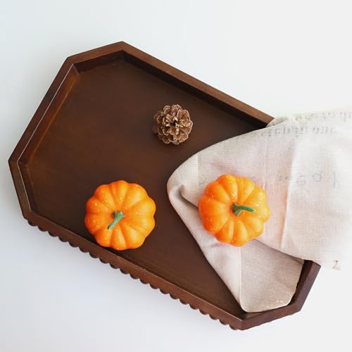 Hrastany Retro Brown Wood Serving Tray with Beads, Farmhouse Decorative Tray for Table Centerpiece, Christmas Wedding Halloween Home Decor - color: Retro Brown-c8, size: 15.7" x 10.2" x 1.6"