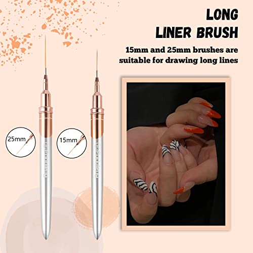 Liner Brush for Nails, 6 Pcs Thin Nail Art Brushes - color: Silver-Gold