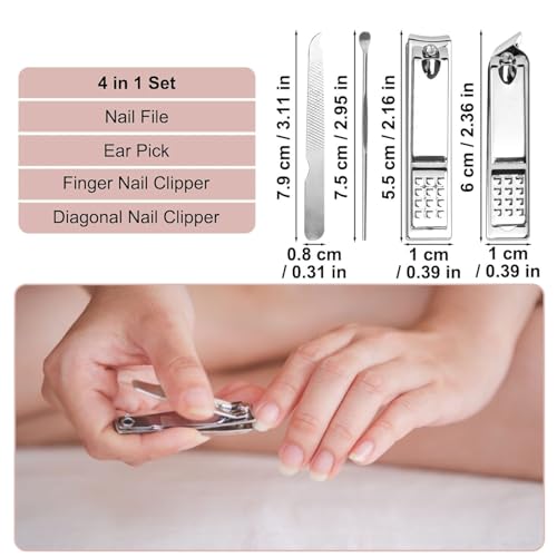 16 Sets Travel Manicure Set Professional Nail Clipper Kit Bulk,4 in 1 Adult Stainless Steel Travel Manicure Kit with Case Individually Wrapped Nail Clippers Bulk for Homeless,Hotel,Charity（Pink） - color: Pink