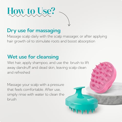 HEETA 2-Pack Large Scalp Massager Scrubber Shampoo Brush for Hair Growth - color: 01- Green & Pink