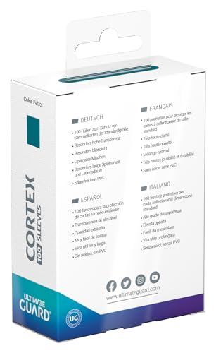 Ultimate Guard Cortex Outer Card Sleeves, 100 Standard Size TCG Sleeves, 66 x 91mm, Petrol Back, Glossy Finish, No PVC & Acid-Free, High Clarity - color: Petrol, size: Standard Glossy