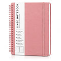 Lined Spiral Notebook for Women, A5 College Ruled Leather Spiral Journals - color: Light Red, size: A5