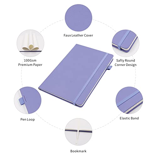 Lined Journal Notebooks with Pen Loop, Hardcover Notebook Journal for Work, 100Gsm Premium Thick Paper with Inner Pocket, Medium 5.7"x8.4", （Purple, Ruled） - color: Purple, size: 1 Pack