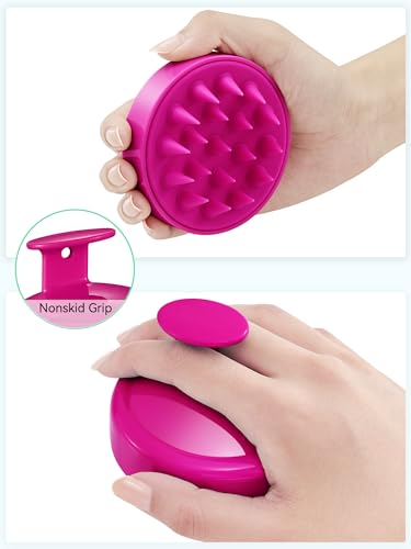 HEETA Scalp Massager Hair Growth Scrubber for Dandruff Removal Hair Care - color: Hot Pink