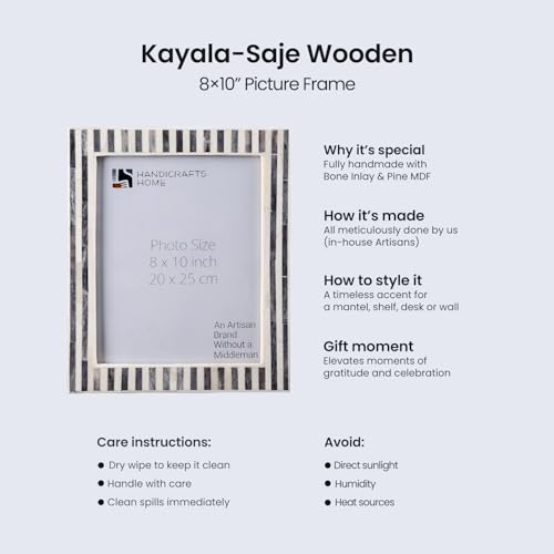 Handicrafts Home Handmade Neutral Bone Inlay Grey & White Picture Frame,6x4 - color: KAYALA-SAJE, size: 8X10
