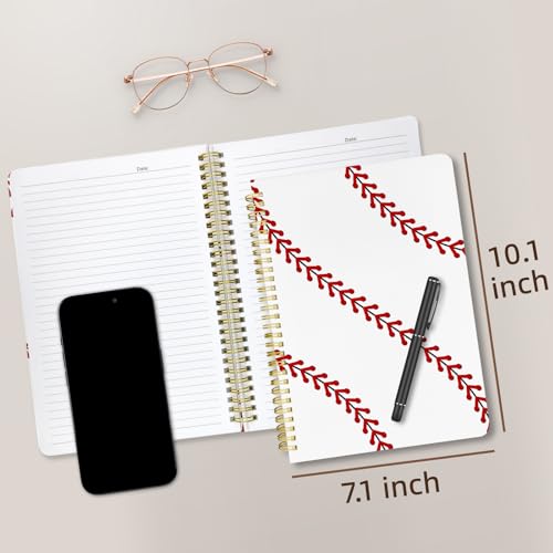 Cute Spiral Notebook Lined Journal B5 Note Book with Pocket, Ball - color: Baseball