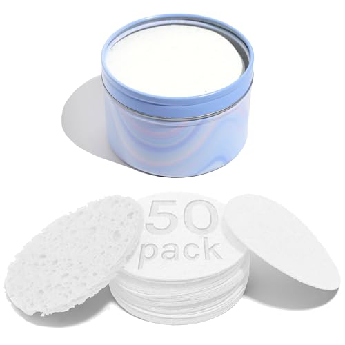 AOA Studio 50-Count Compressed Facial Sponges 100% Natural Cosmetic Spa Sponges for Facial Cleansing, Exfoliating Mask, Remove for Makeup, Dead Skin, and Dirt (White, 50 counts) - color: White, size: 1 Count (Pack of 50)