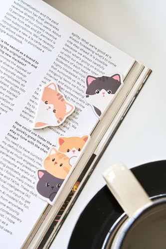 5pcs Cute Magnetic Bookmark, Funny Peeping Cat Book Marker Clip for Kids, Women, Teachers, Students, Book Lovers Gifts, Printing on 2 Side - color: Cat