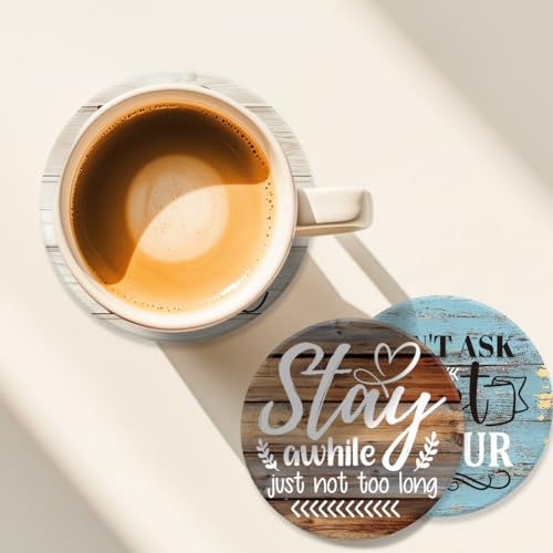 ANATTASOUL Funny Phrase Wooden Coasters Set of 9 Bulk(3.9") - style: Funny Phrase