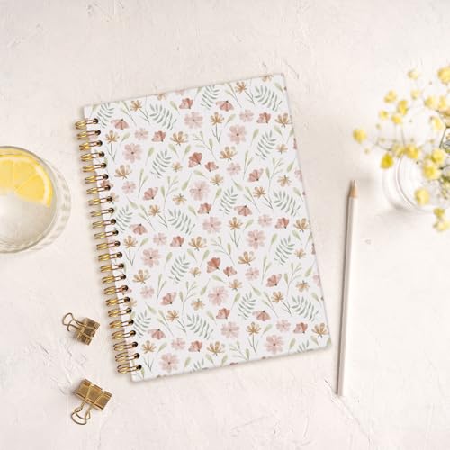 MOFUYU Cute Spiral Notebook Journal for Women,Floral Notebook - color: Floral(pink)