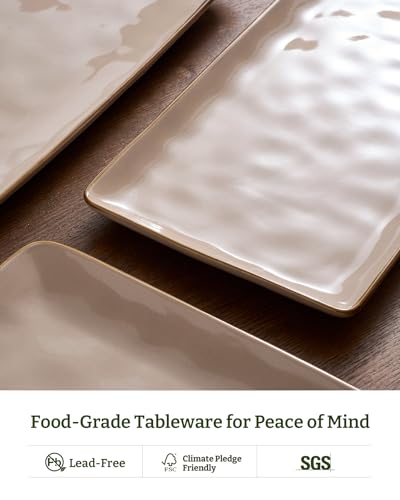 Famiware Serving Platters Set of 3 Sizes - Rectangular, Cinnamon Brown - color: Cinnamon Brown