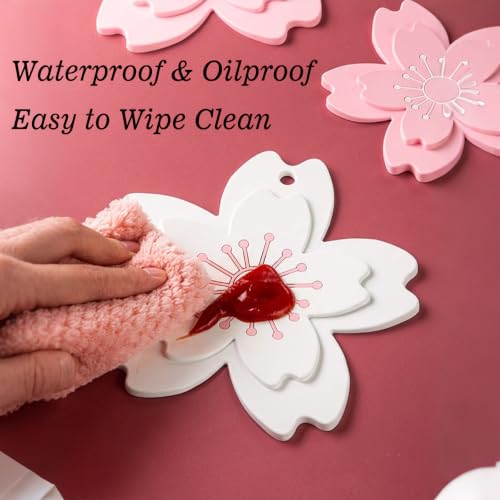 Kawaii Coasters Pink Office Desk Accessories Cherry Blossom Desk Home Decor - size: Small Cherry Blossom 2pcs