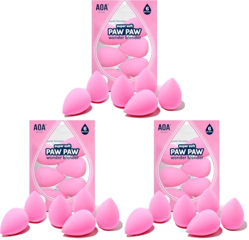 AOA Studio Collection makeup Sponge Set Latex Free and High-definition Set of 6 makeup Wonder blender For Powder Cream and Liquid, Super Soft Wonder Beauty Cosmetic (Pack of 3) - size: 6 Count (Pack of 3)