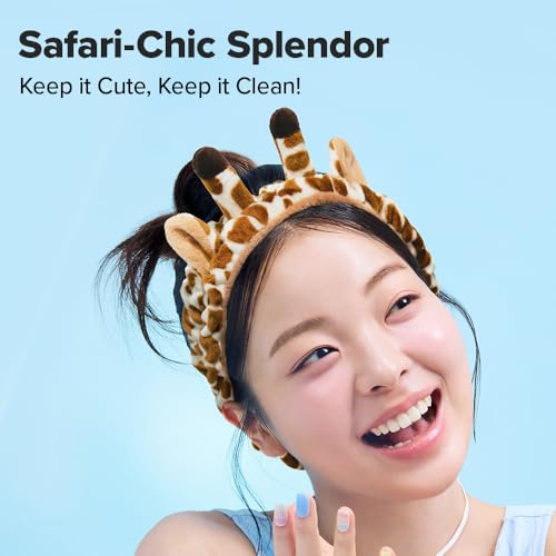 I DEW CARE Giraffe Face Wash Headband, Animal Head Band, Soft & Fuzzy - color: 06 Giraffe Headband