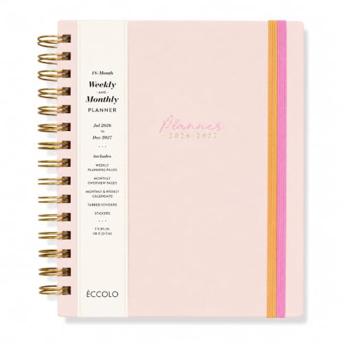 WORLD TRAVELER Academic Planner School Organizer Jul 2026-Dec 2027, 7"x9" - color: Pastel Pink