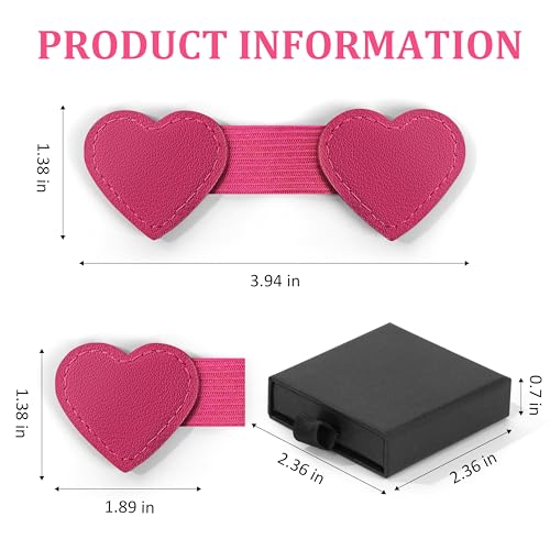 2Pcs Magnetic Leather Bookmarks with Pen Holder Gift Box, Heart-Shaped Magnetic Book Marks for Book Lover Readers Cute Leather Bookmark for Women Girls (Rose Red) - color: Rose Red