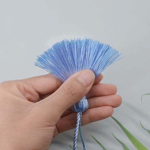 20Pcs 4.3 Inch Silky Mini Craft Tassels for Earrings, Souvenir(Sky Blue) - color: Sky Blue