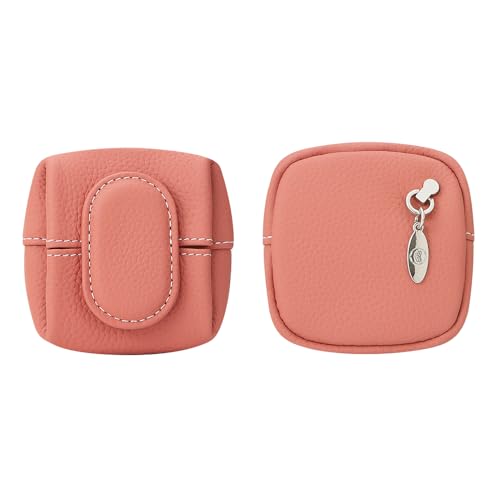 Royal Bagger Genuine Cowhide Leather Coin Purse for Women, Lychee Pattern Mini Change Pouch with Buckle Closure, Compact Accessory Bag 1603 (Brick Red) - color: Brick Red