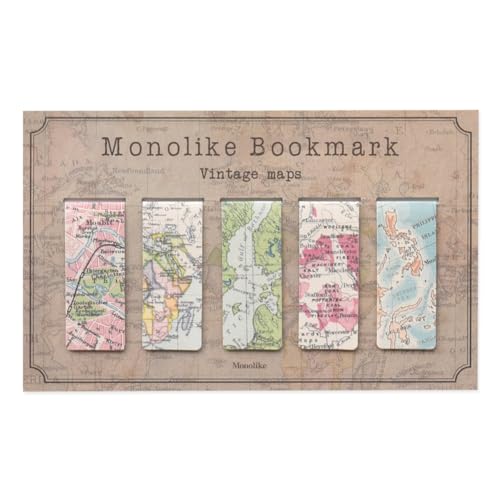 Monolike Magnetic Bookmarks Vintage Maps, Set of 5 - color: Vintage Maps