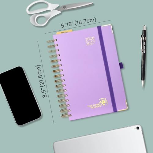 POPRUN 2026-2027 Daily Planner One Page Per Day, 5.75" x 8.5", Day Planner - color: Navy Blue, size: Medium - 5.75" x 8.5", style: Academic Year 2026-2027