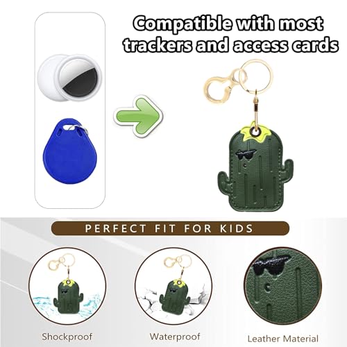 BORKUANA PU Leather Keychain holder Protective Case Compatible with AirTag - color: Cactus