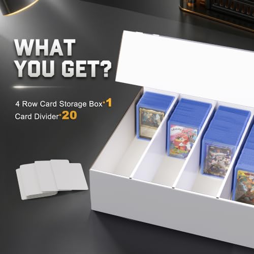 ZLCA 4 Row Trading Card Storage Box, 3200+ Standard Card 700+ Top Loader - color: Top Loader, size: 4 Row
