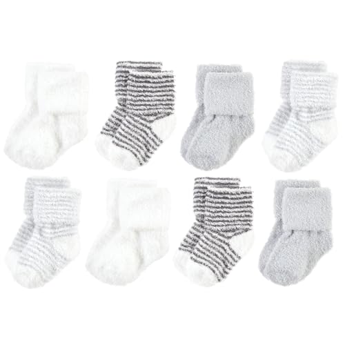 Hudson Baby Baby 8-pack Cotton Rich Newborn and Terry Socks - color: Gray Stripe 8 Pack, size: 6-12 Months