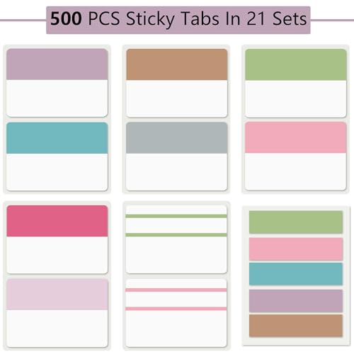 ELII 500 PCS Sticky Tabs 2 Inch Index Tabs,Page Markers File Tabs - color: Macaron, size: 500