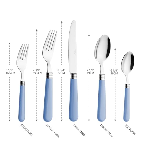 ANNOVA Silverware Set 20 Pieces Cutlery Stainless Steel Colorful Fun Handle Flatware Service for 4 - Dinner Knife, Dinner Fork, Salad fork, Dinner Spoon, Dessert Spoon (Light Blue, 20 Pieces) - color: Light Blue