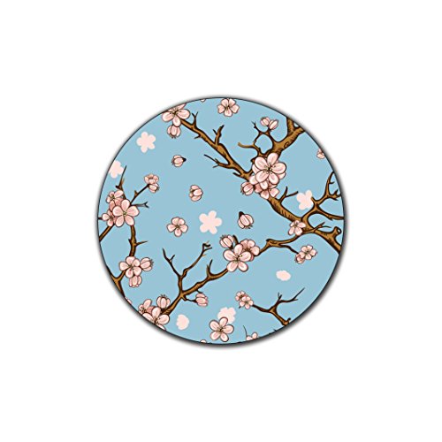 Cherry Blossom Pattern Round Coaster Set of 4- Made of Recycled Rubber - color: Cherry Blossom Pattern Round
