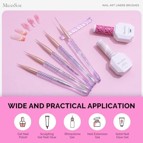 MelodySusie 5Pcs Nail Art Liner Brushes with Nail Brush Holder - color: Ombré-transparent