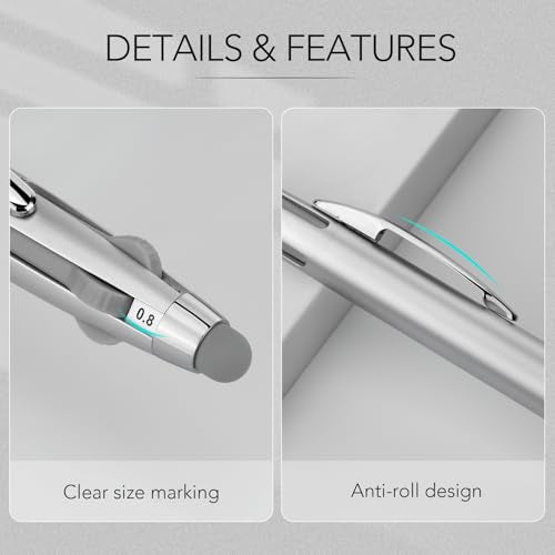 GAOY 4-in-1 Nail Dotting Pen, Manicure Art Tools in Ballpoint Design with Size Marking and Pressing Head, Perfect for Painting, Sculpting, Rhinestones DIY and Salon, Silver
