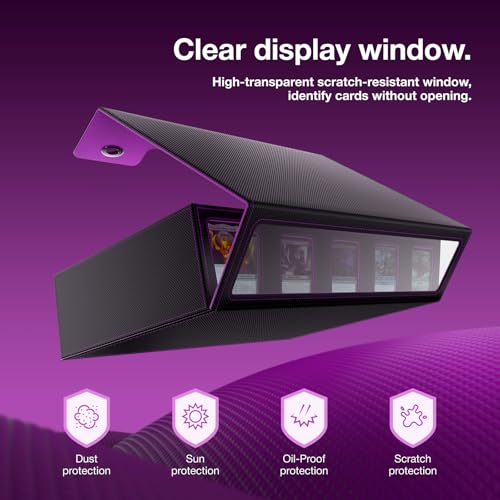 Trading Card Storage Box 3900+ with Handle, Black Purple - color: Black Purple, size: 3900+ with Handle & Metal Latch